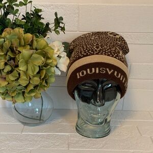 LV Brown and Cream Knit Beanie